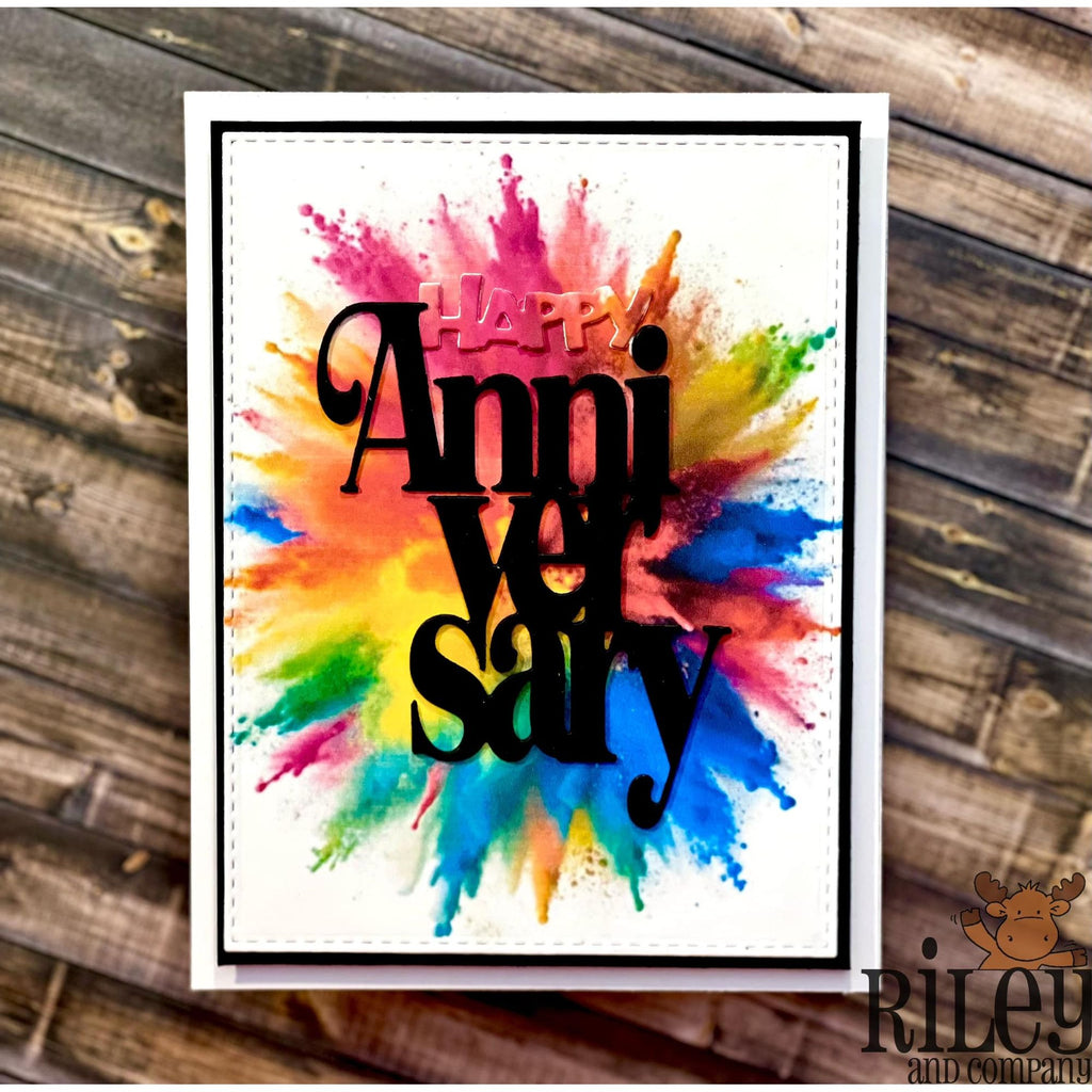 Riley And Company Cut Ups Stacked Anniversary Die rd635 rainbow