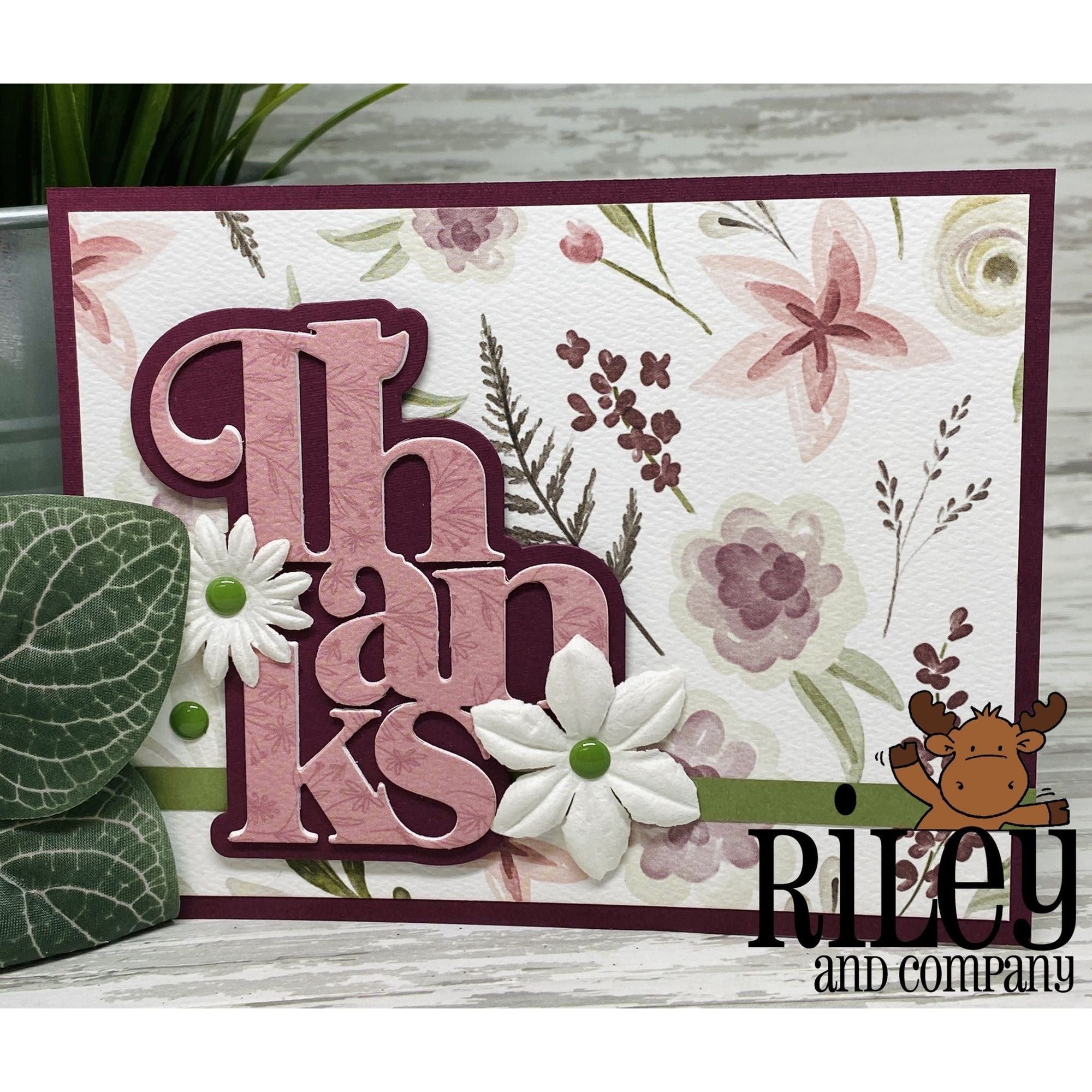 Riley And Company Cut Ups Stacked Thanks Die rd636 florals