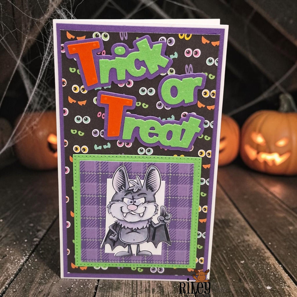 Riley And Company Cut Ups Trick Or Treat Dies rd673 lots of eyes bat card