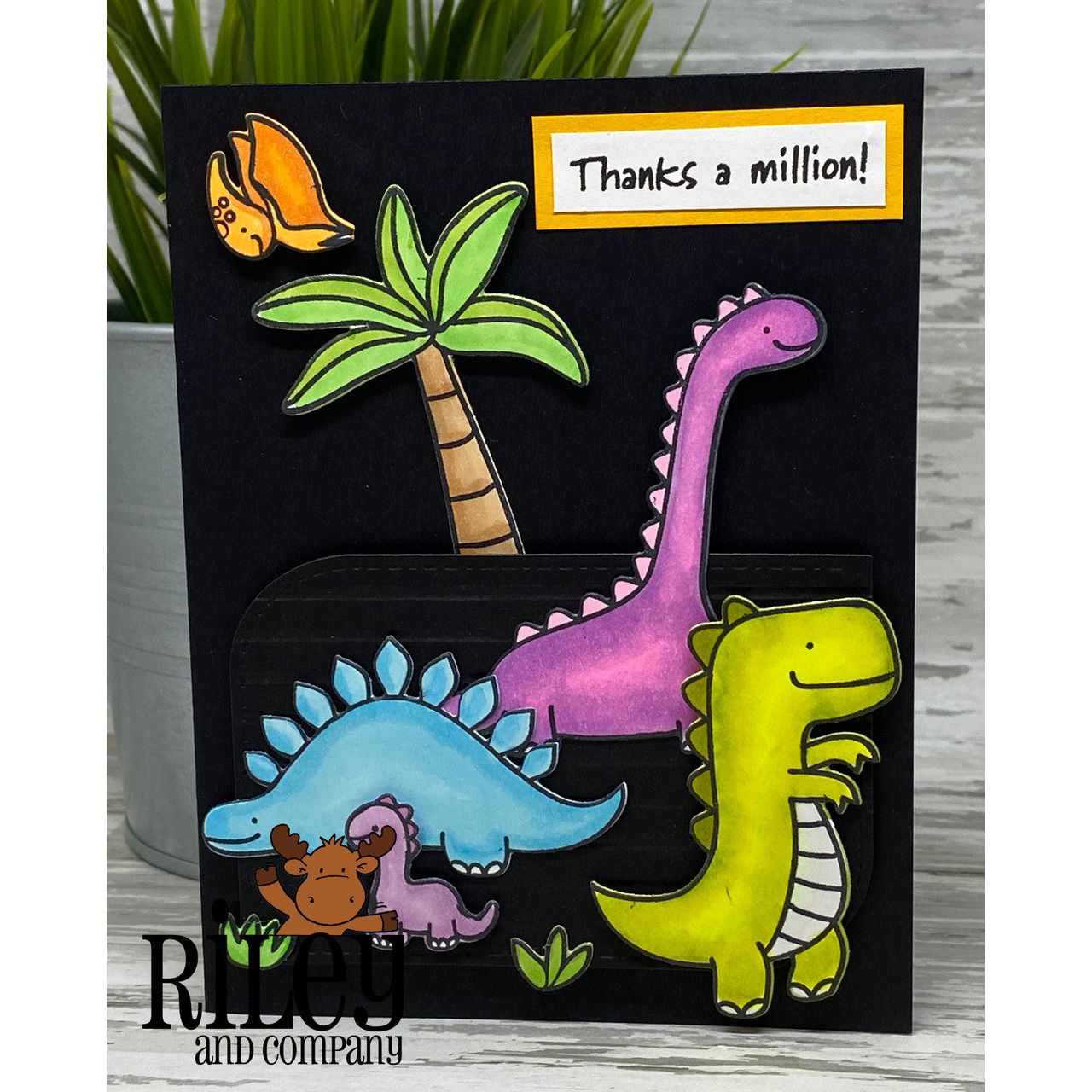 Riley And Company Dinosaur Clear Stamps am102 thanks