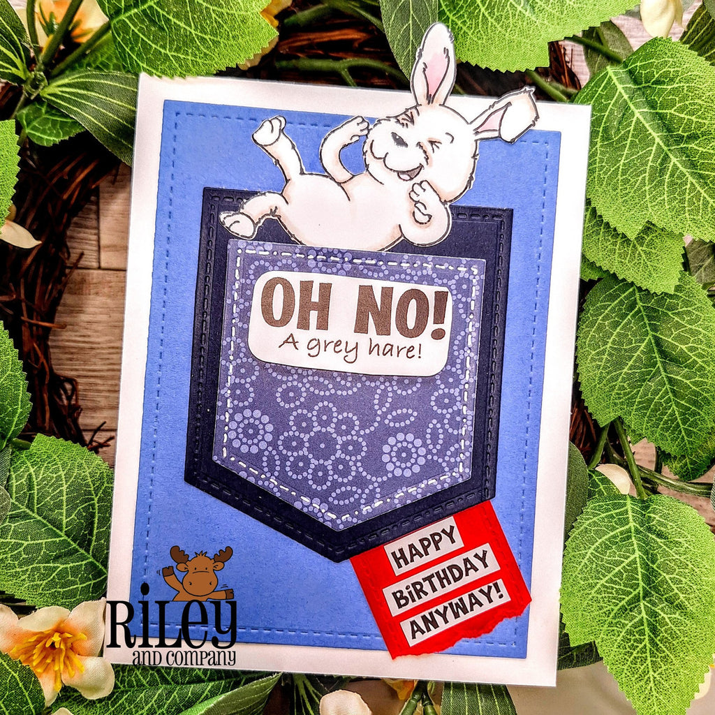 Riley And Company Funny Bones A Grey Hare! Clear Stamp rwd-1384 happy birthday