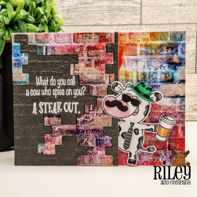 Riley And Company Funny Bones A Steak Out Clear Stamp rwd-1371 cow