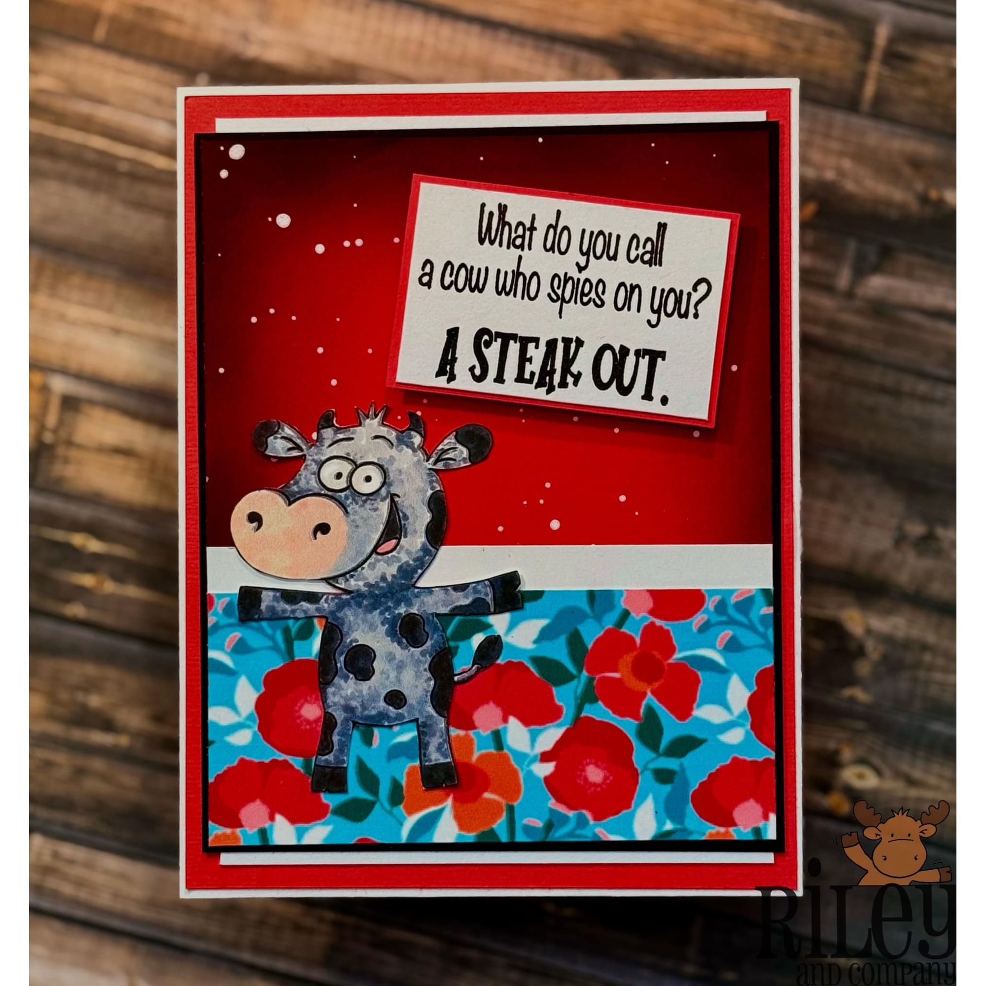 Riley And Company Funny Bones A Steak Out Clear Stamp rwd-1371 flowers