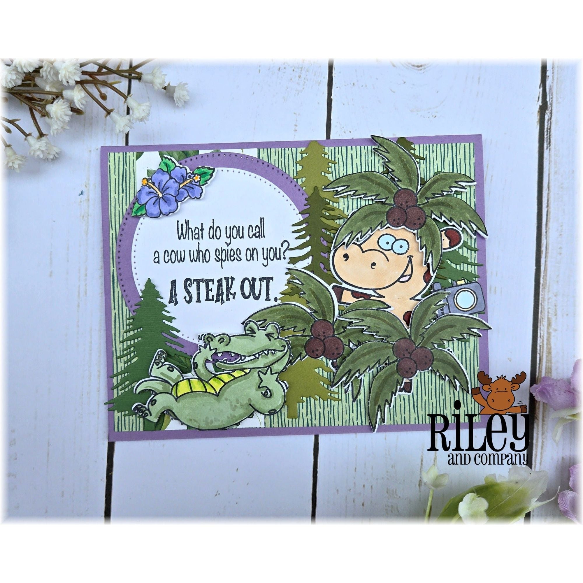 Riley And Company Funny Bones A Steak Out Clear Stamp rwd-1371 trees