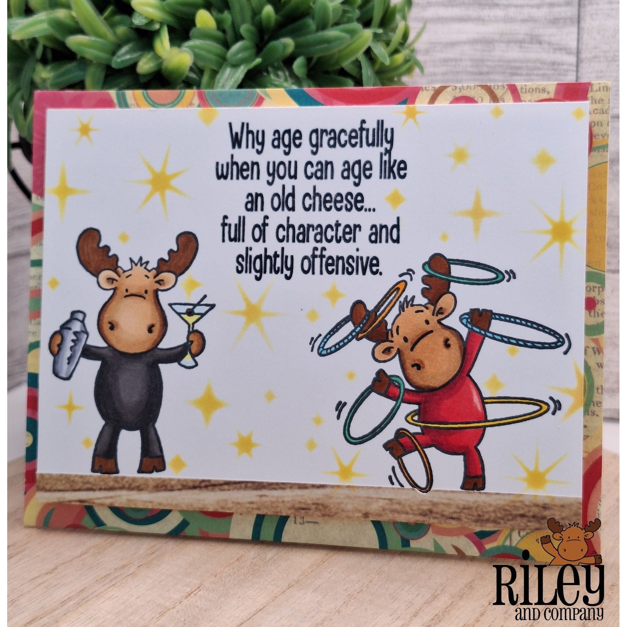 Riley And Company Funny Bones Age Gracefully Clear Stamp rwd-1343 hula hoop