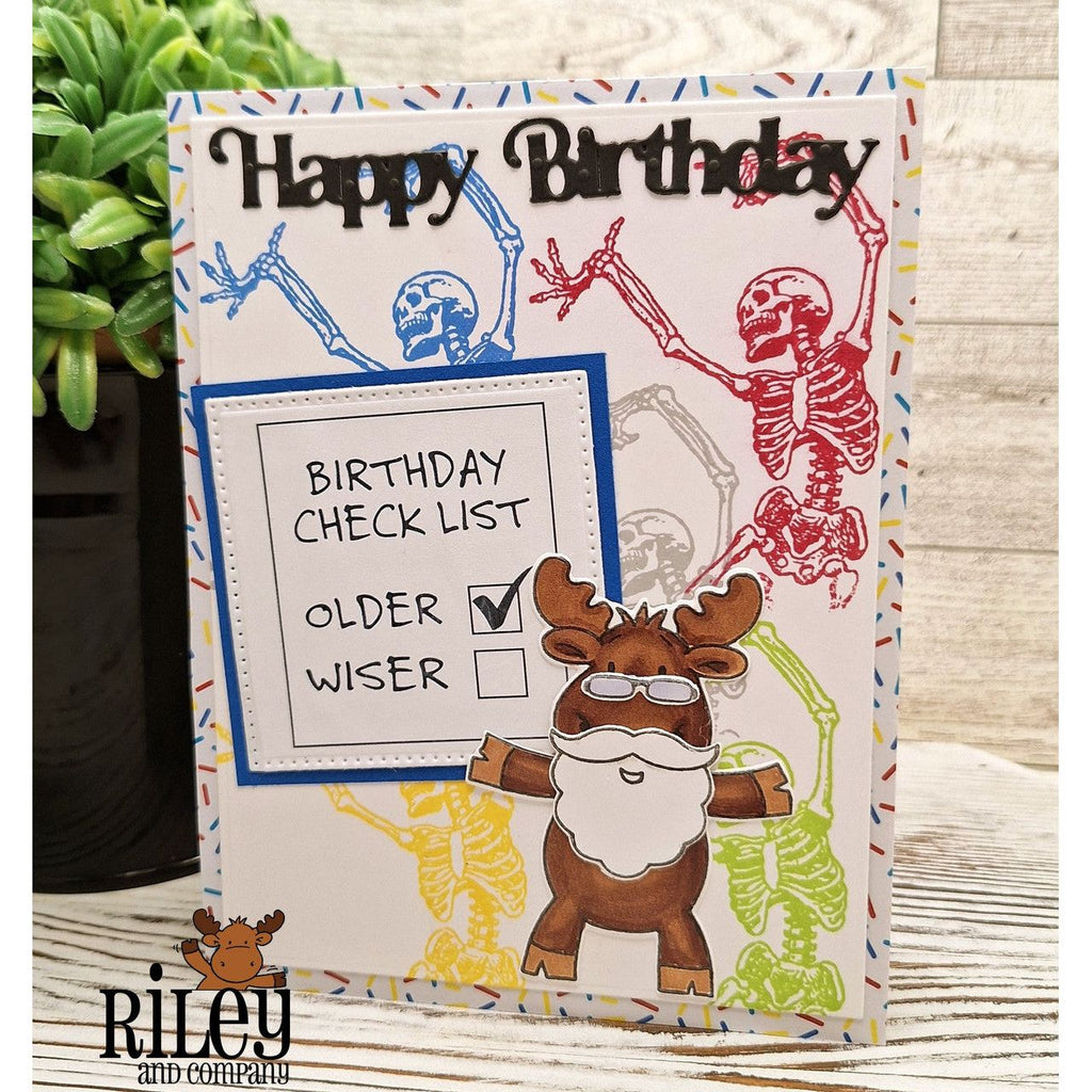 Riley And Company Funny Bones Birthday Check List Clear Stamp rwd-1404 birthday