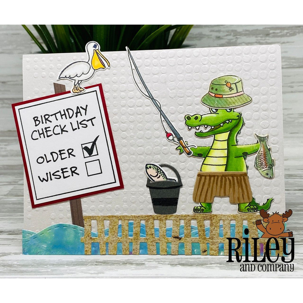 Riley And Company Funny Bones Birthday Check List Clear Stamp rwd-1404 fishing