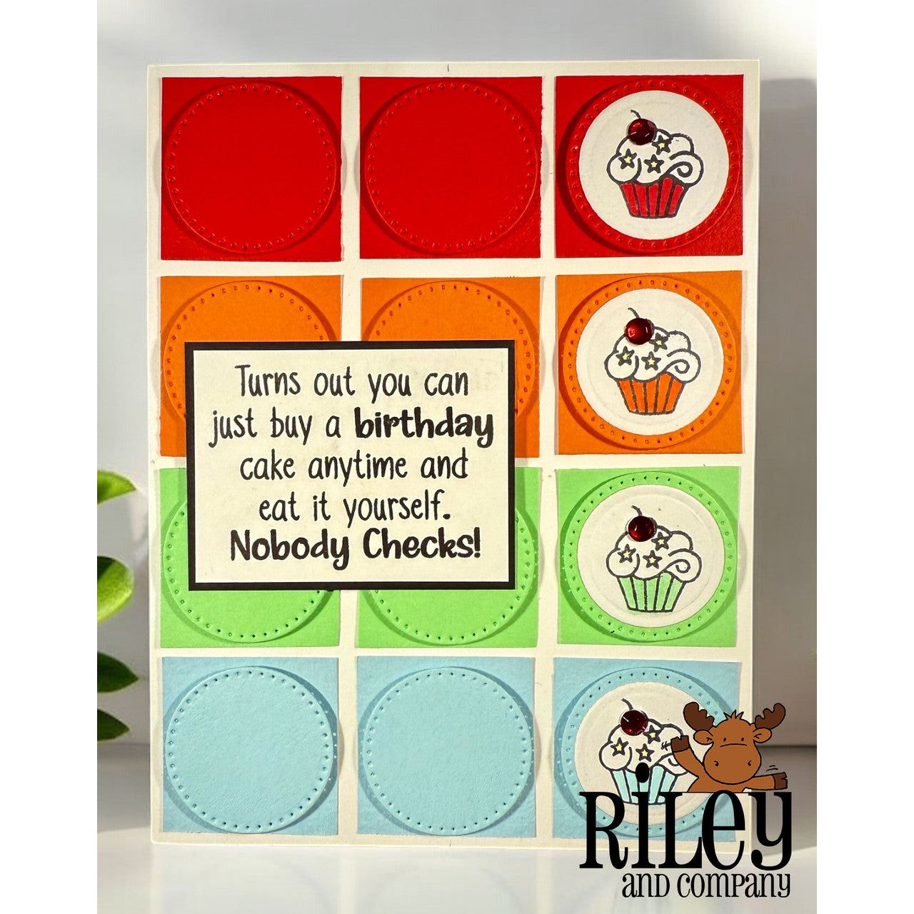 Riley And Company Funny Bones Buy A Birthday Cake Anytime! Clear Stamp rwd-1389 cupcakes