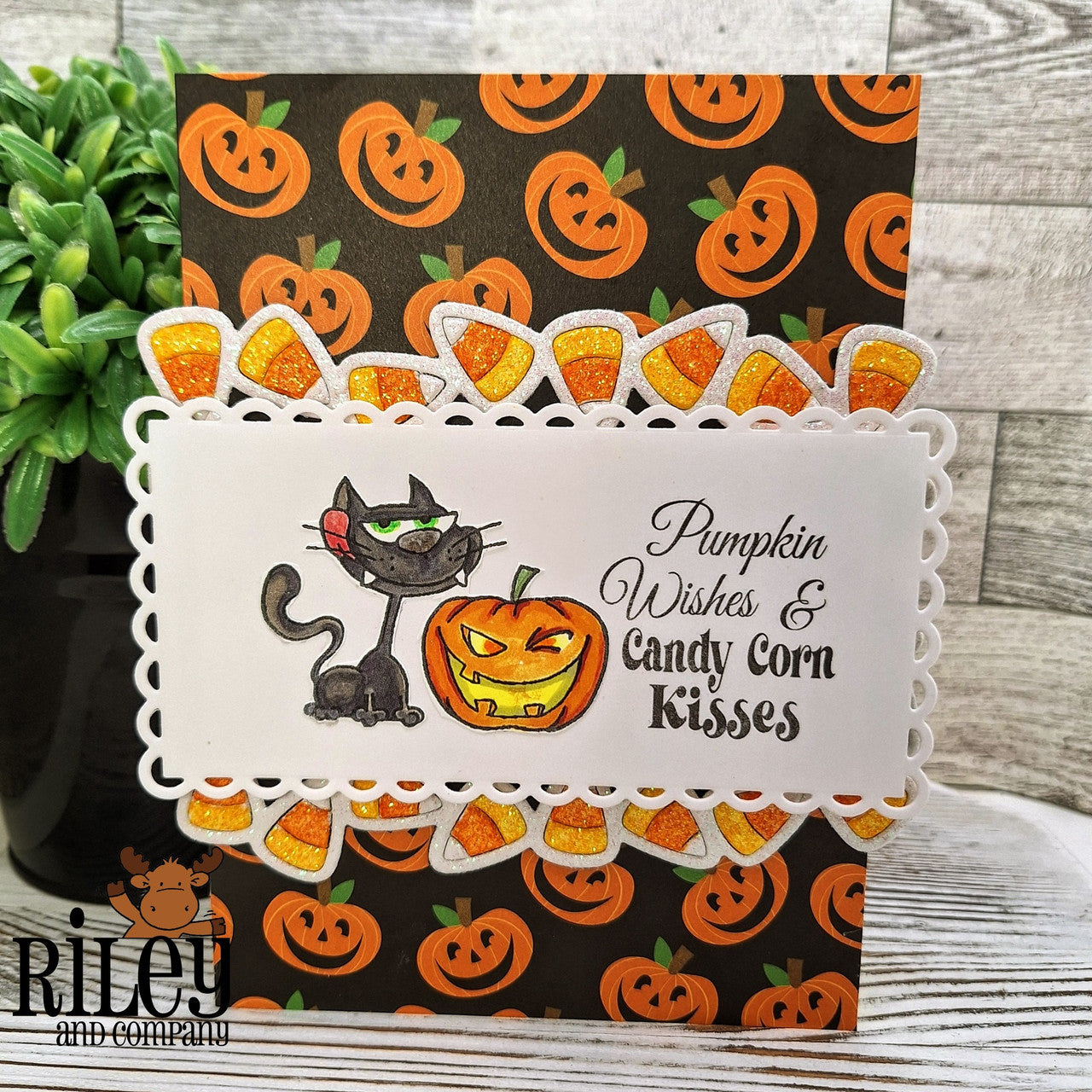 Riley And Company Funny Bones Candy Corn Kisses Clear Stamp rwd-1409 cat