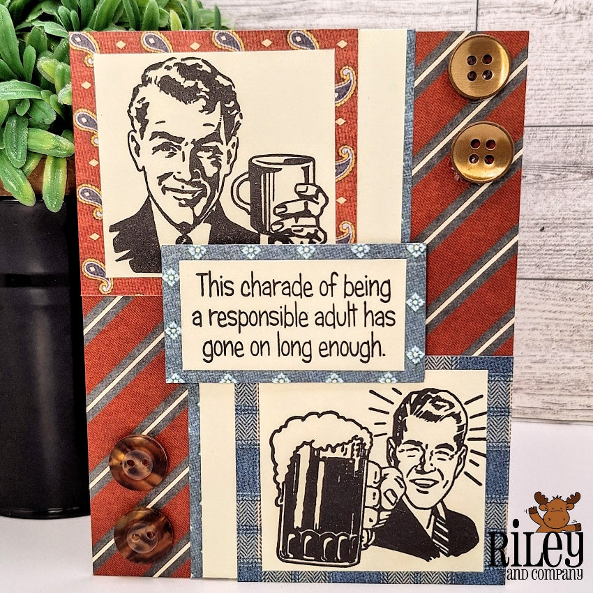 Riley And Company Funny Bones Charade has gone on long enough Clear Stamp rwd-1421 buttons