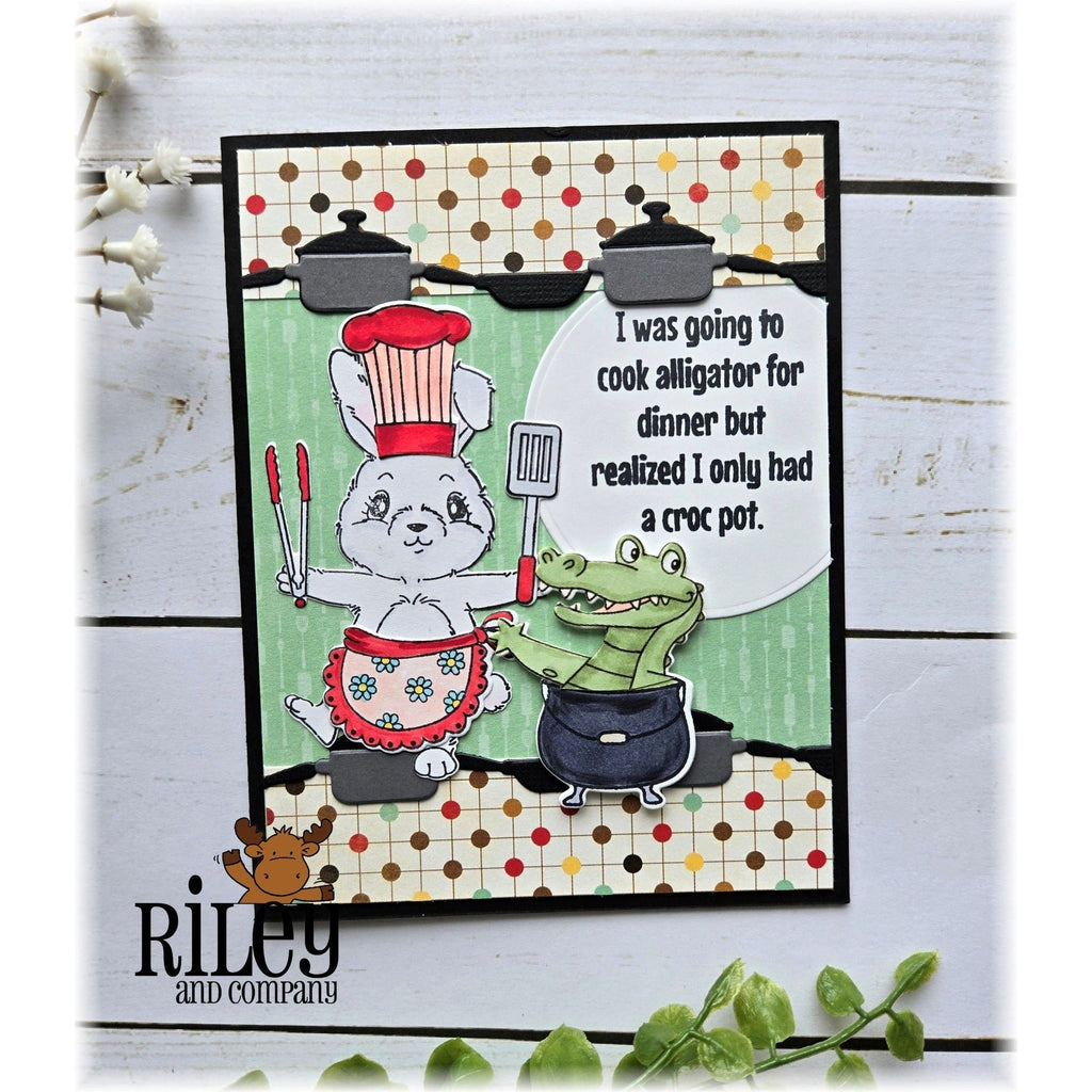 Riley And Company Funny Bones Croc Pot Clear Stamp rwd-1331 bunny