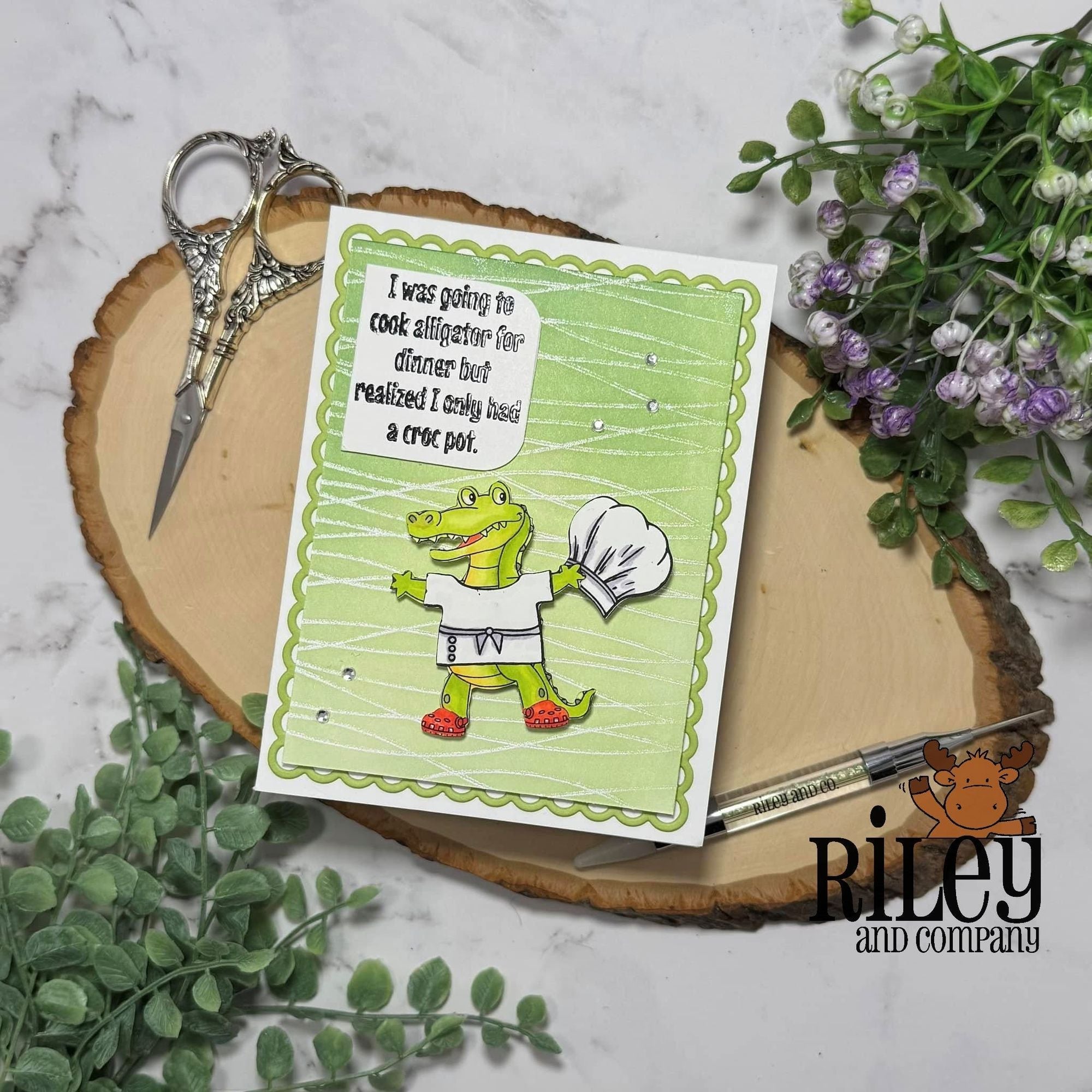 Riley And Company Funny Bones Croc Pot Clear Stamp rwd-1331 chef