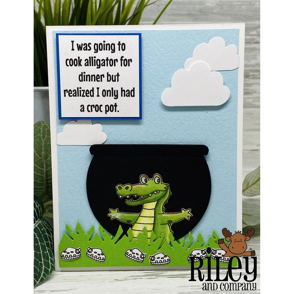 Riley And Company Funny Bones Croc Pot Clear Stamp rwd-1331 clouds