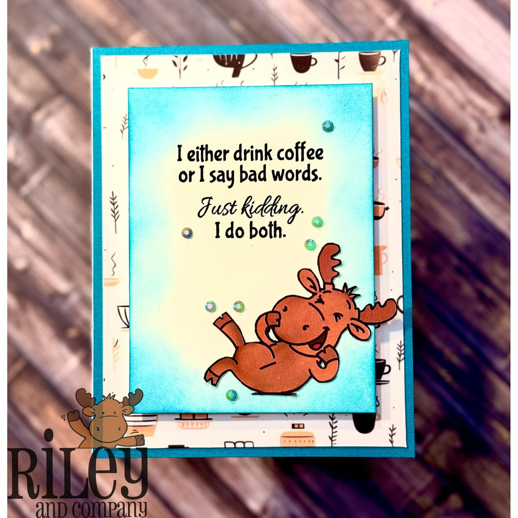Riley And Company Funny Bones Drink Coffee or Say Bad Words Clear Stamp rwd-1364 coffee