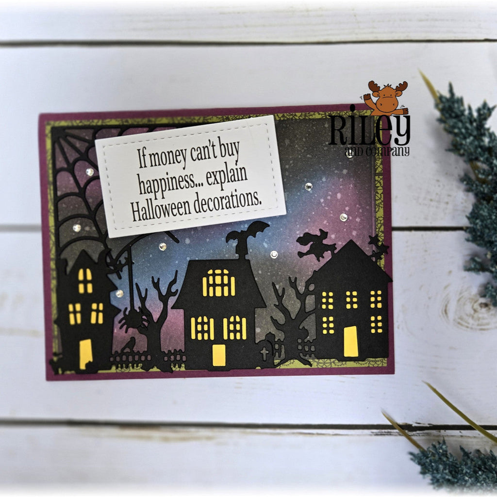 Riley And Company Funny Bones Explain Halloween Decorations Clear Stamp rwd-1397 houses