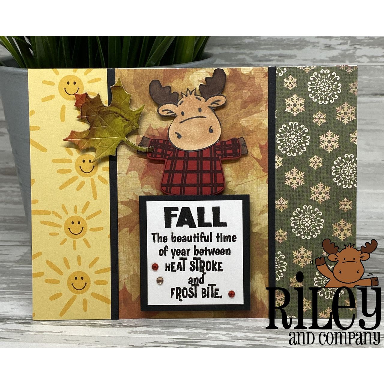 Riley And Company Funny Bones Fall The Beautiful Time Clear Stamp rwd-1408 plaid
