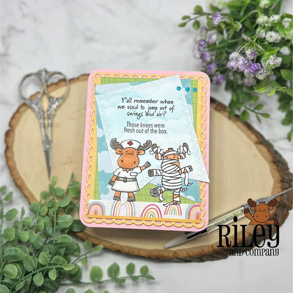 Riley And Company Funny Bones Fresh Knees Clear Stamp rwd-1337 nurse
