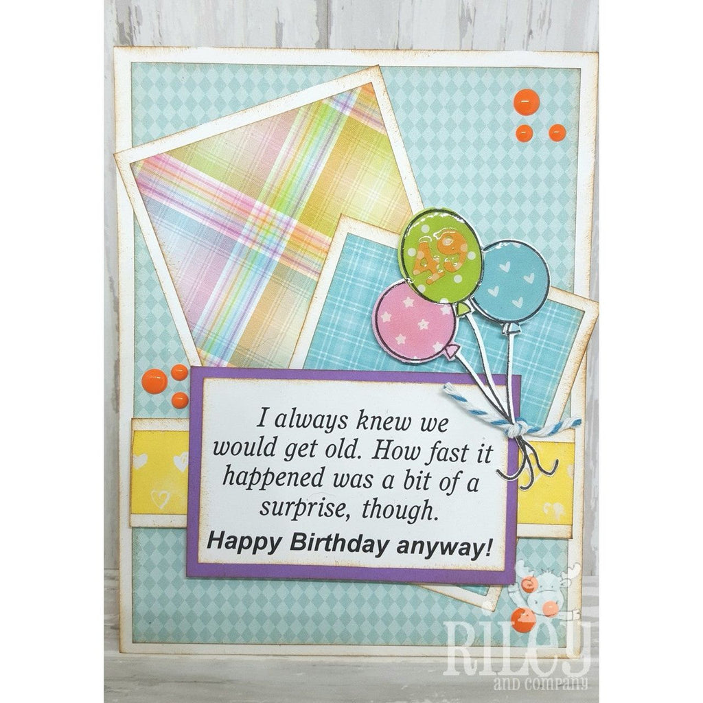 Riley And Company Funny Bones Getting Old Fast Clear Stamp rwd-610 balloon