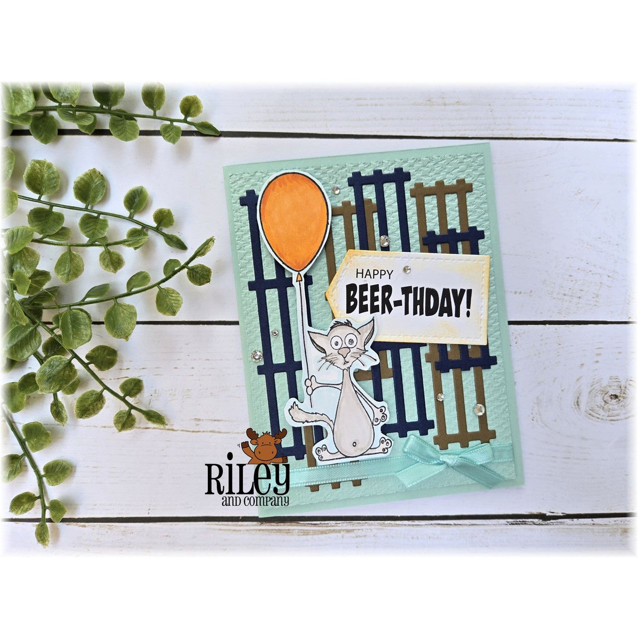 Riley And Company Funny Bones Happy Beer-thday! Clear Stamp rwd-1395 cat