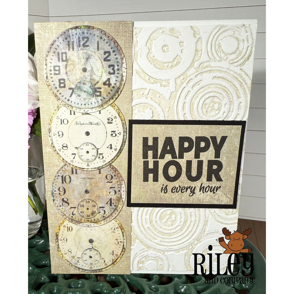 Riley And Company Funny Bones Happy Hour Clear Stamp rwd-1357 clocks