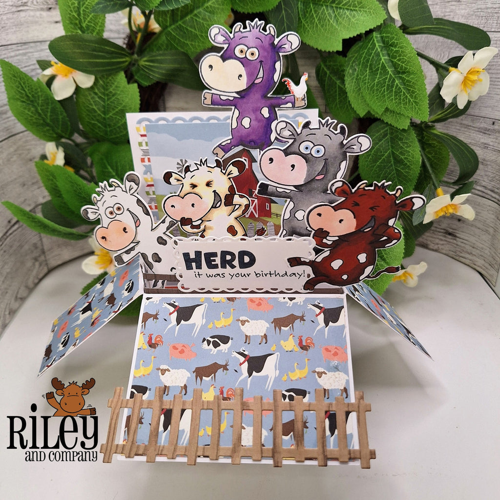 Riley And Company Funny Bones Herd It Was Your Birthday Clear Stamp rwd-1393 cows