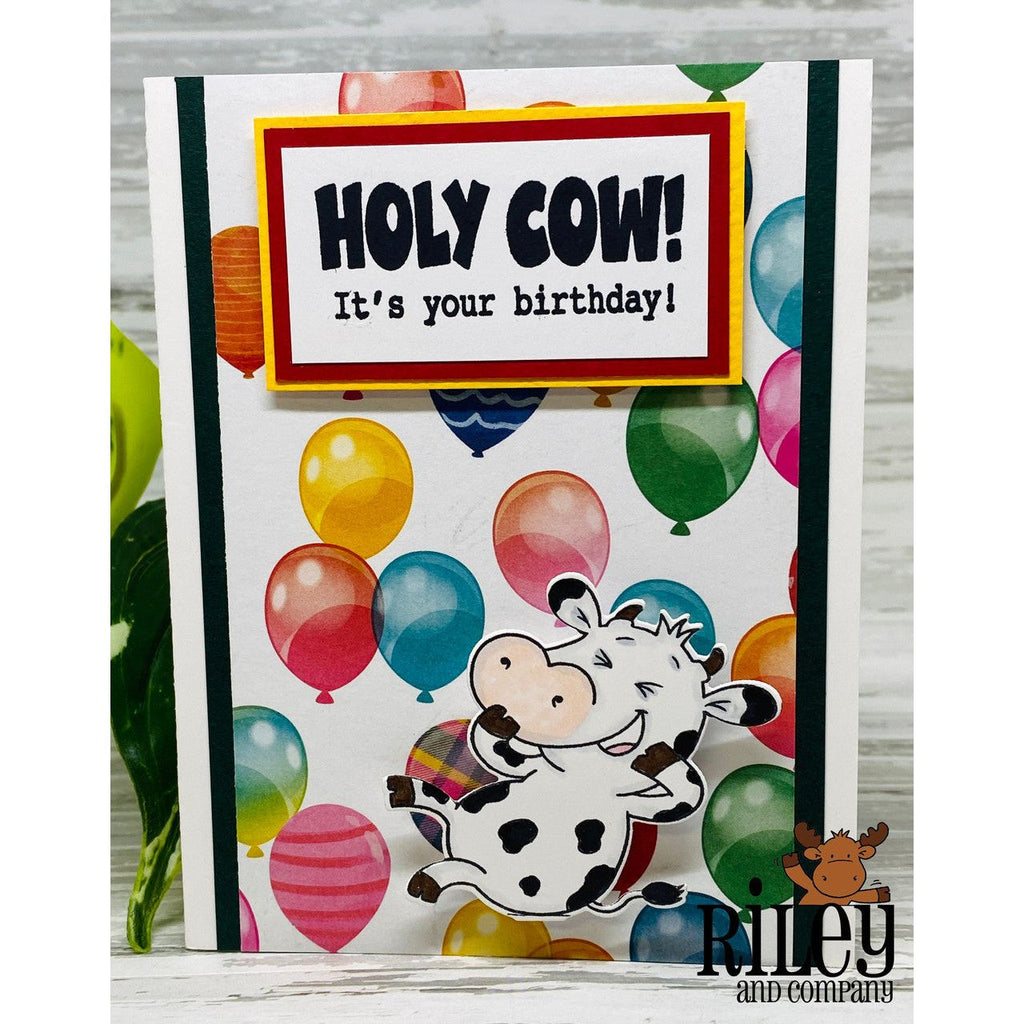 Riley And Company Funny Bones Holy Cow! Clear Stamp rwd-1391 birthday