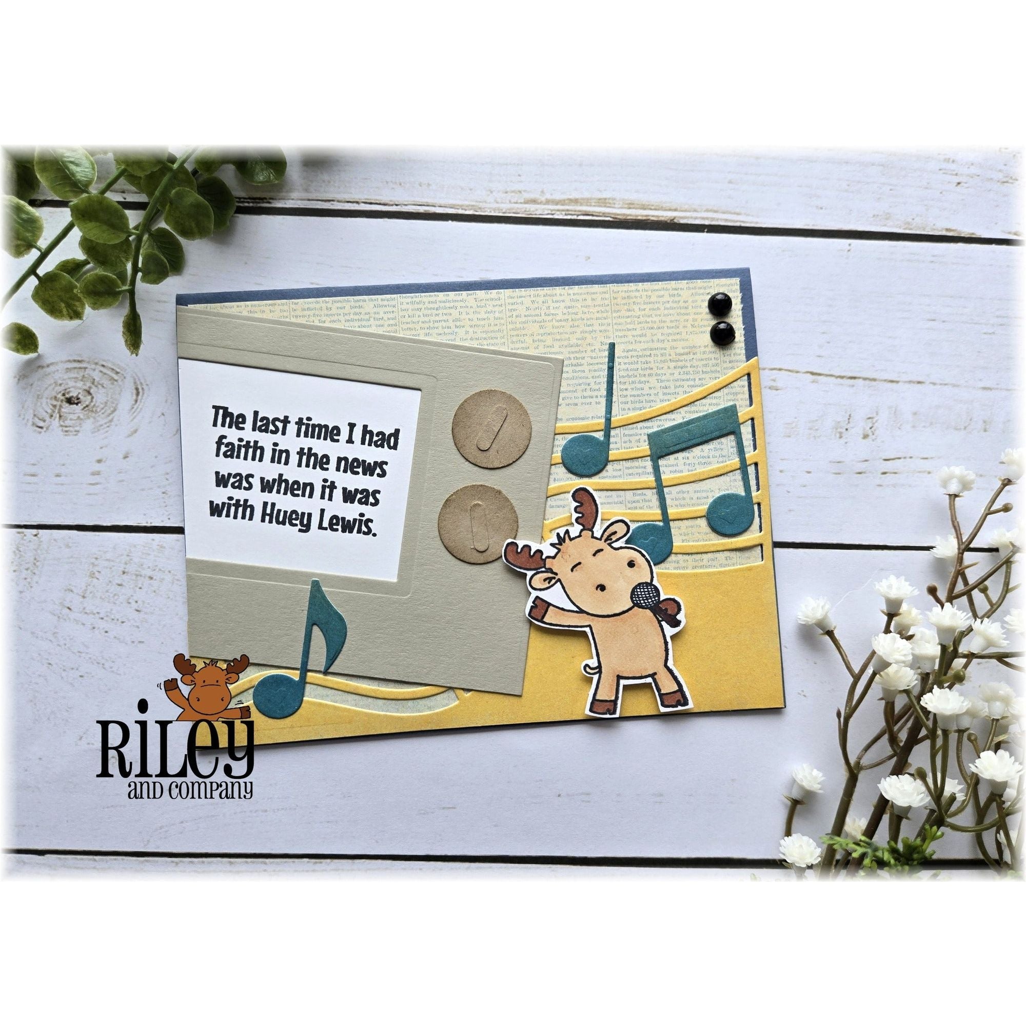 Riley And Company Funny Bones Huey Lewis Clear Stamp rwd-1344 radio