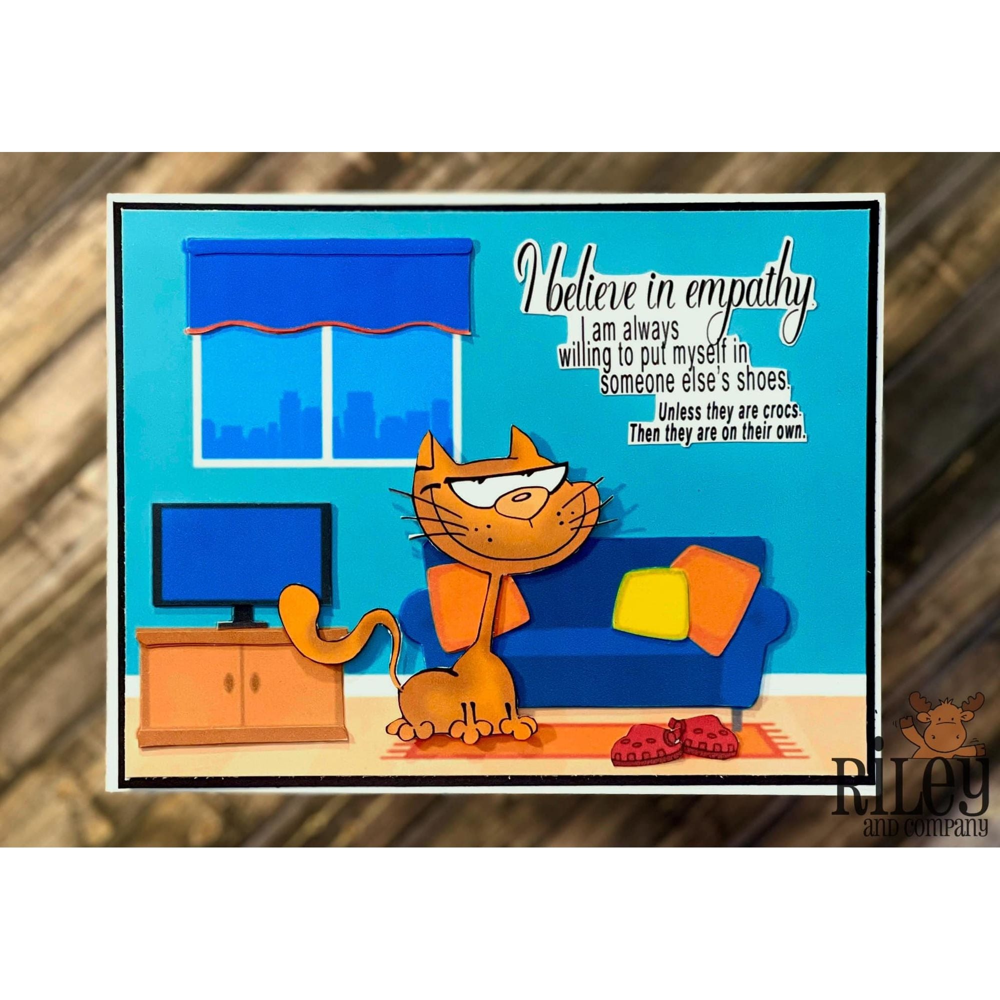 Riley And Company Funny Bones I Believe in Empathy Clear Stamp rwd-1335 cat