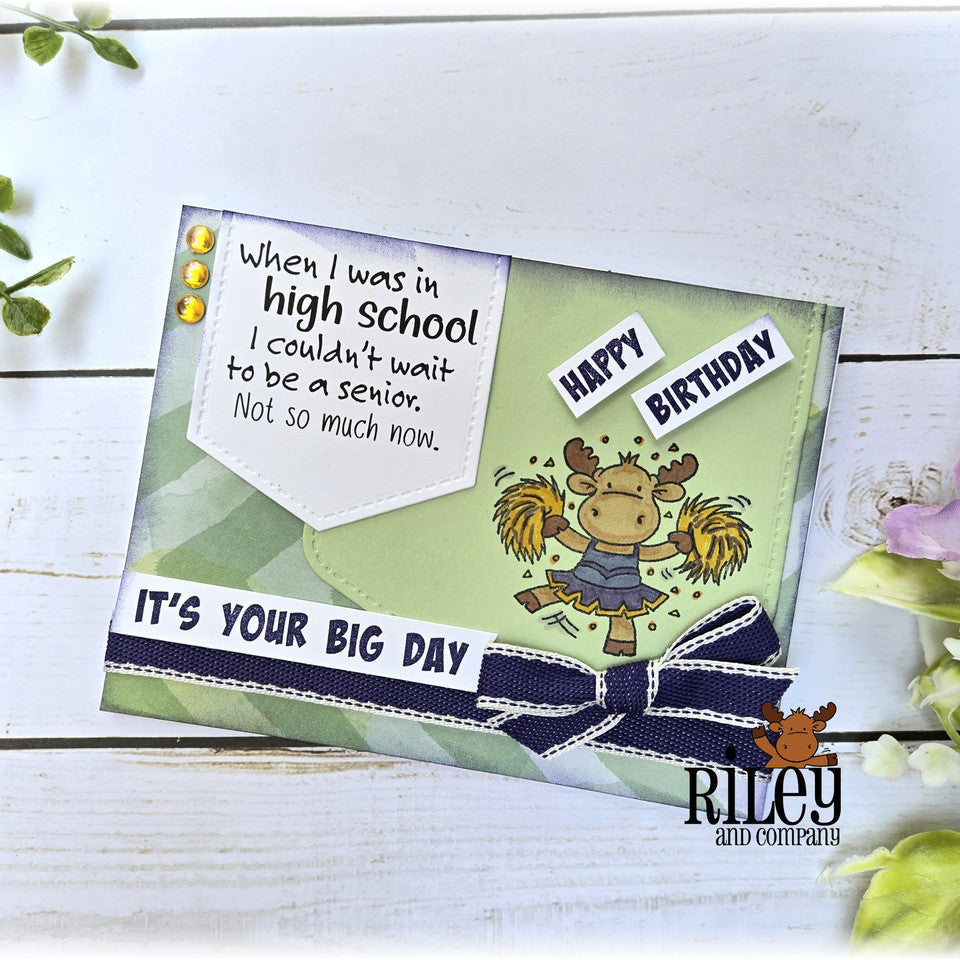 Riley And Company Funny Bones I Couldn't Wait To Be A Senior Clear Stamp rwd-1392 cheer leader