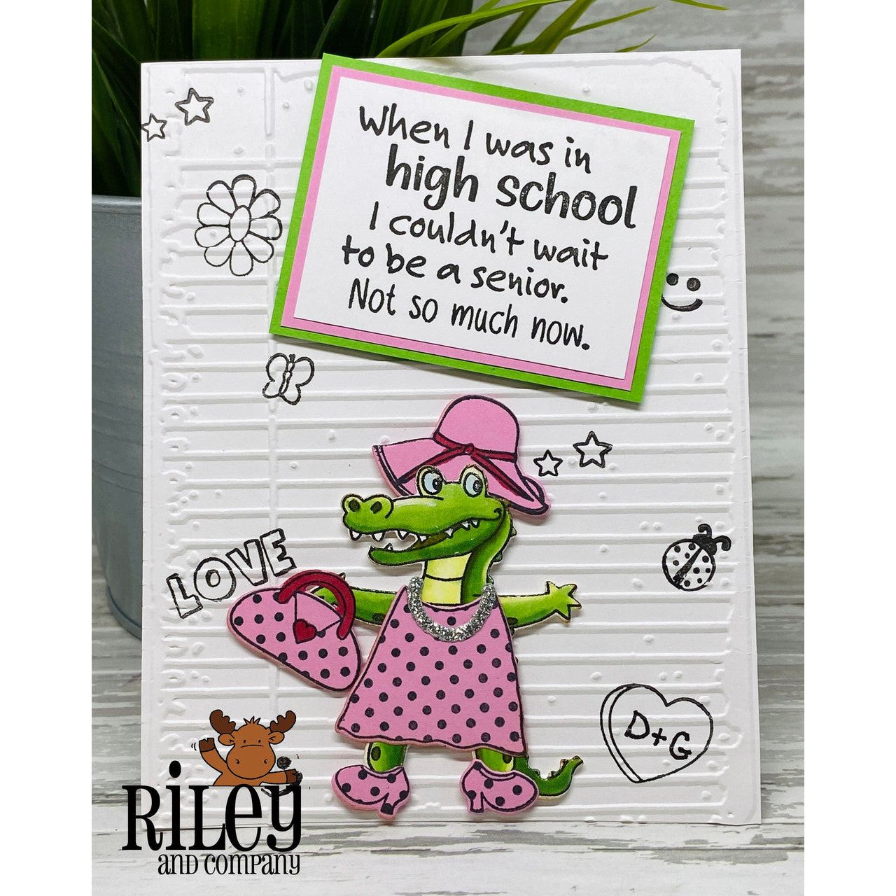 Riley And Company Funny Bones I Couldn't Wait To Be A Senior Clear Stamp rwd-1392 polka dots