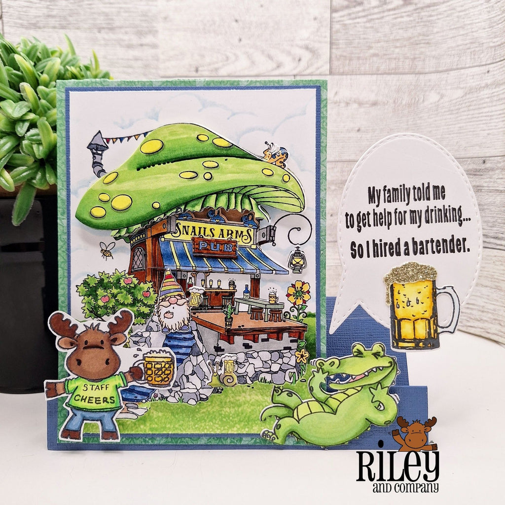 Riley And Company Funny Bones I Hired A Bartender Clear Stamp rwd-1372 cheers