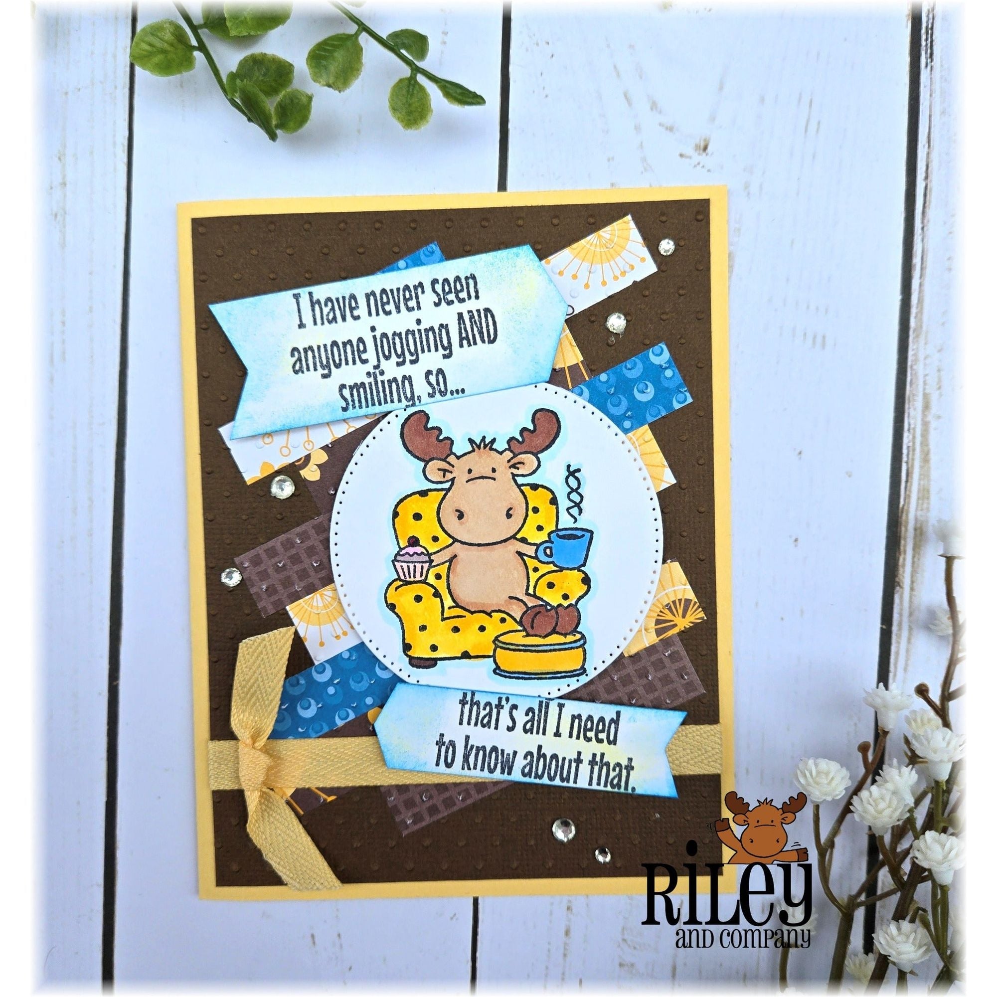 Riley And Company Funny Bones Jogging and Smiling Clear Stamp rwd-1366 coffee
