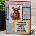 Riley And Company Funny Bones Jogging and Smiling Clear Stamp rwd-1366 popcorn