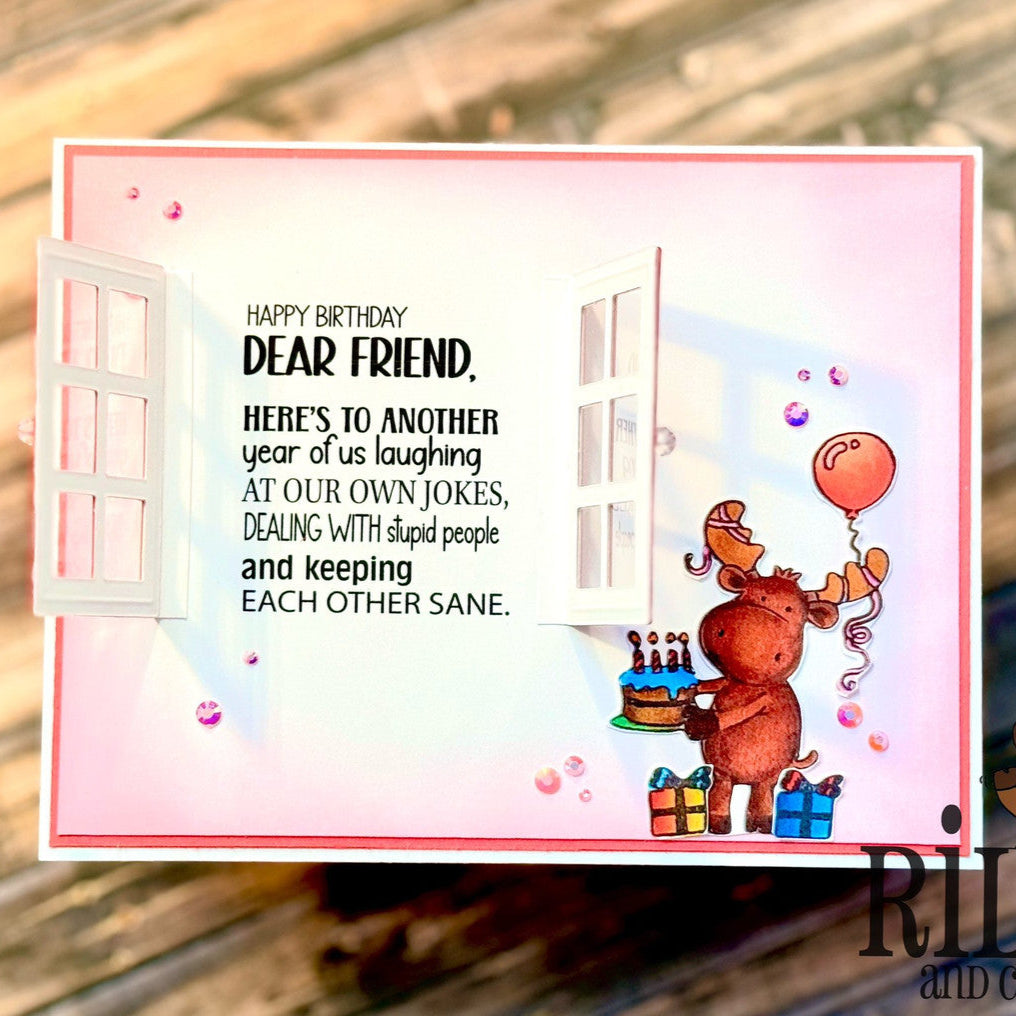 Riley And Company Funny Bones Keeping Each Other Sane Clear Stamp rwd-1394 window