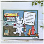 Riley And Company Funny Bones Know Your Strengths Clear Stamp rwd-1484 bunny having wine card