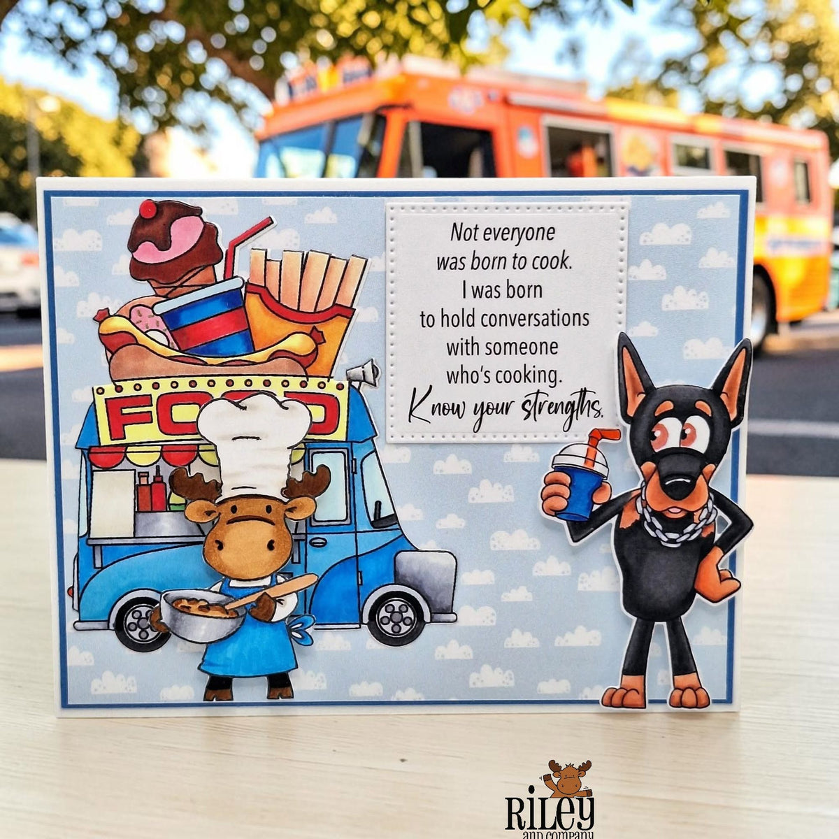 Riley And Company Funny Bones Know Your Strengths Clear Stamp rwd-1484 food truck card