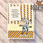 Riley And Company Funny Bones Know Your Strengths Clear Stamp rwd-1484 yellow and brown stripes background card