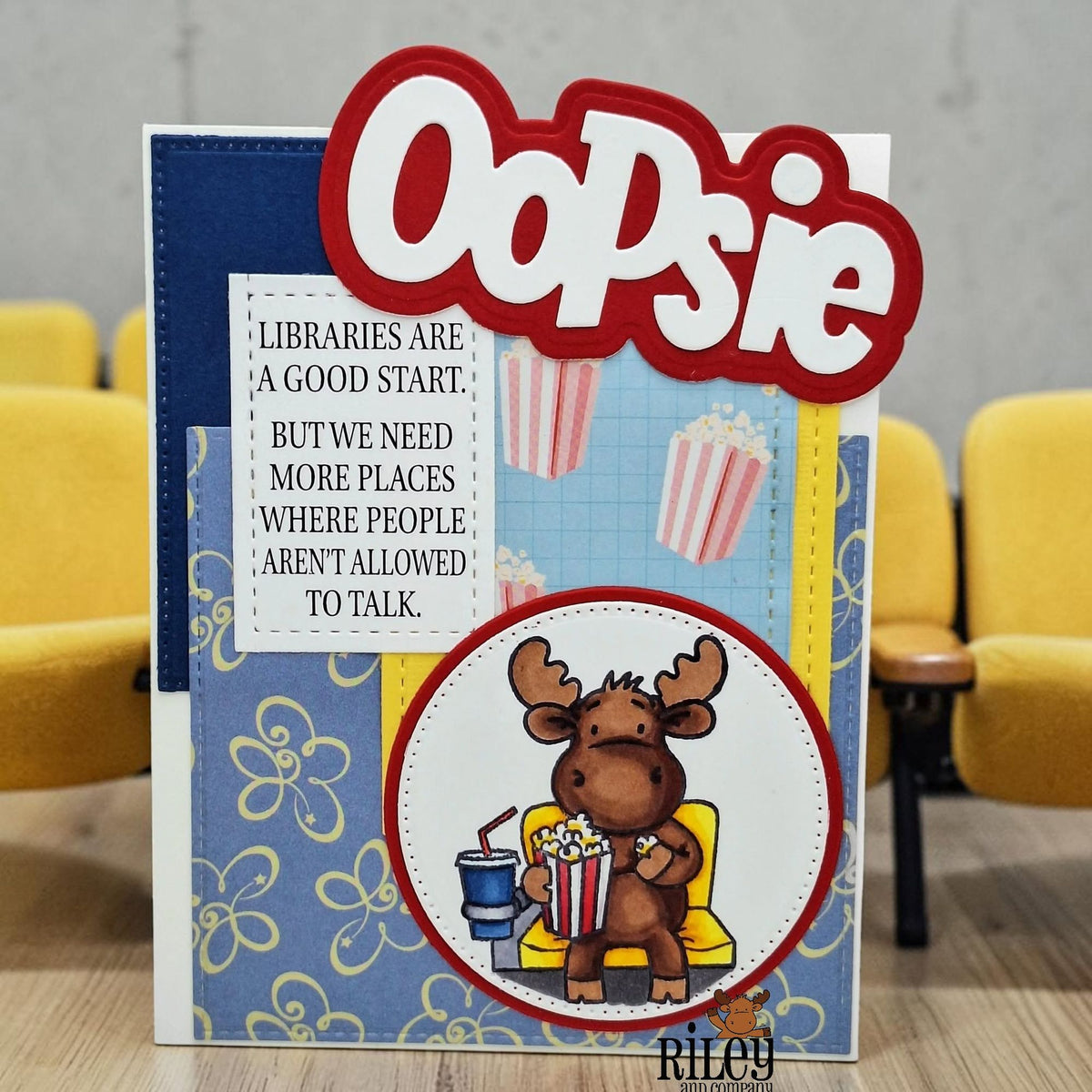 Riley And Company Funny Bones Libraries are Good Clear Stamp rwd-1481 popcorn card