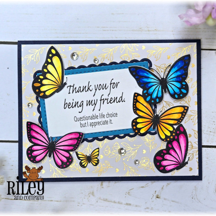Riley And Company Funny Bones Life Choices Clear Stamp rwd-1412 butterflies