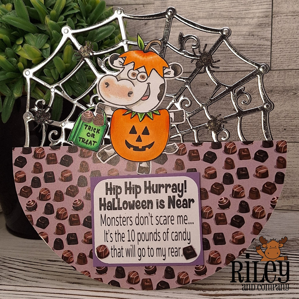 Riley And Company Funny Bones Monsters Don't Scare Me Clear Stamp rwd-1385 spider web