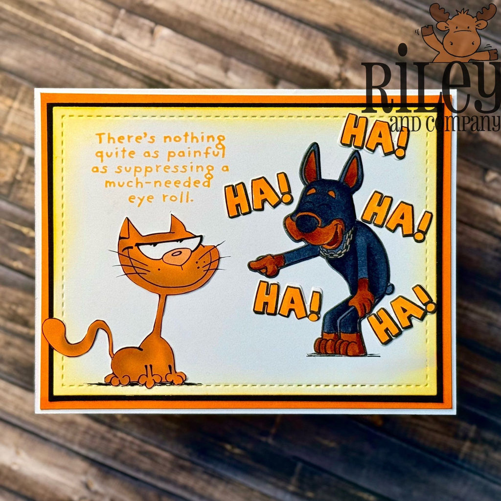 Riley And Company Funny Bones Much-needed Eye Roll Clear Stamp rwd-1451 funny cat
