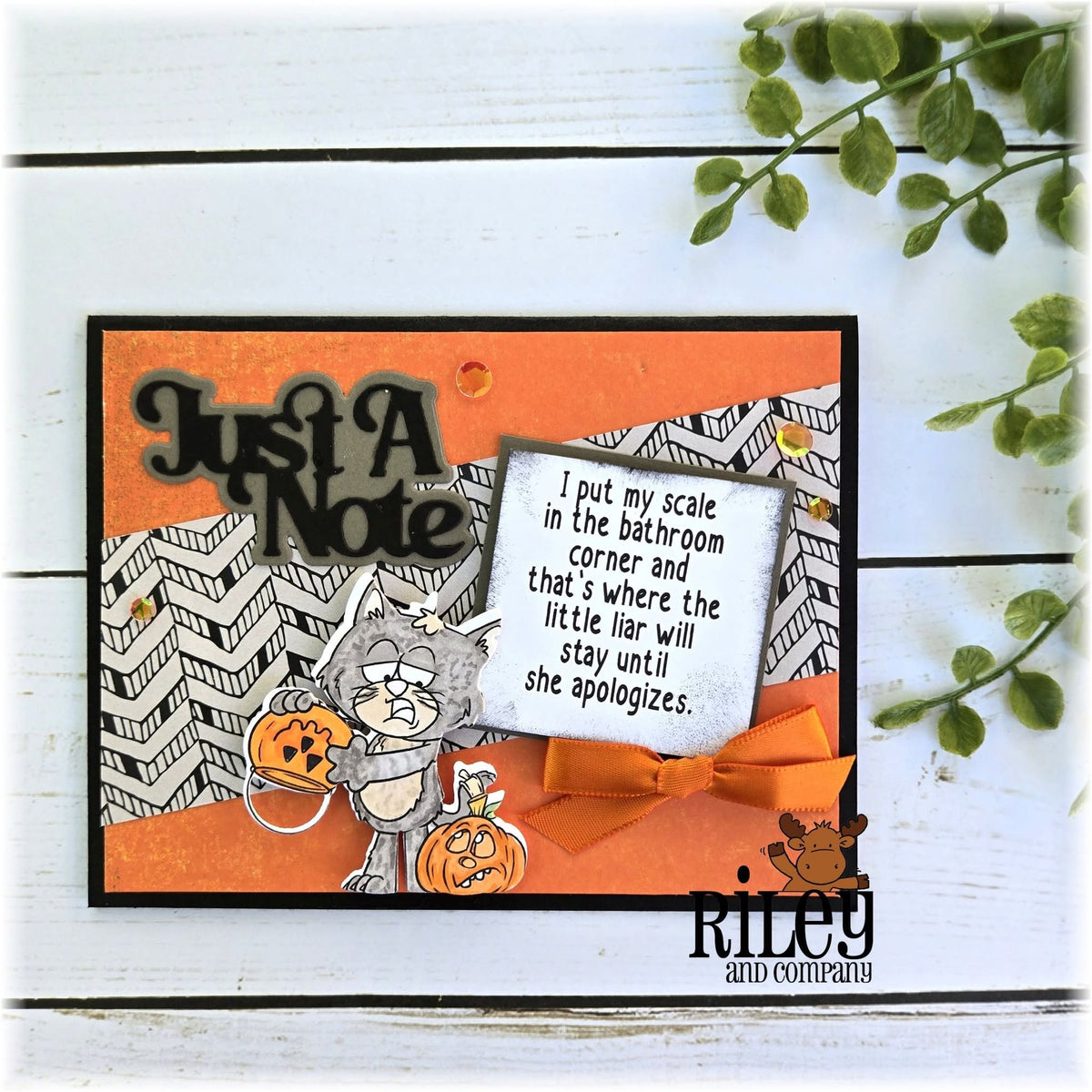 Riley And Company Funny Bones My Bathroom Scale Clear Stamp rwd-1485 just a note card