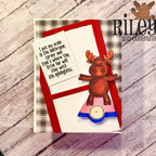 Riley And Company Funny Bones My Bathroom Scale Clear Stamp rwd-1485 plaid background card