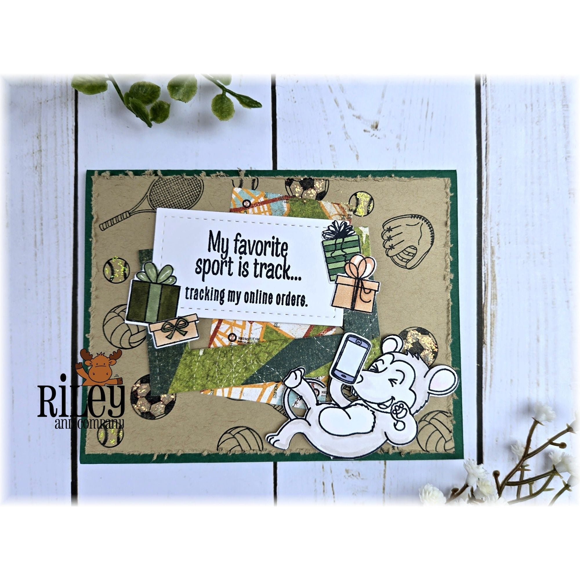 Riley And Company Funny Bones My Favorite Sport is Track Clear Stamp rwd-1369 sports