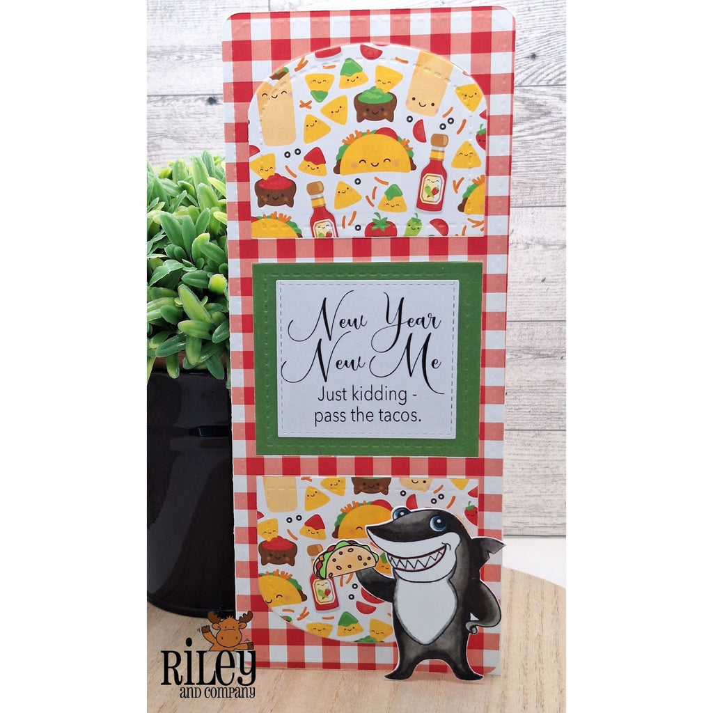 Riley And Company Funny Bones New Year New Me Clear Stamp rwd-1347 shark