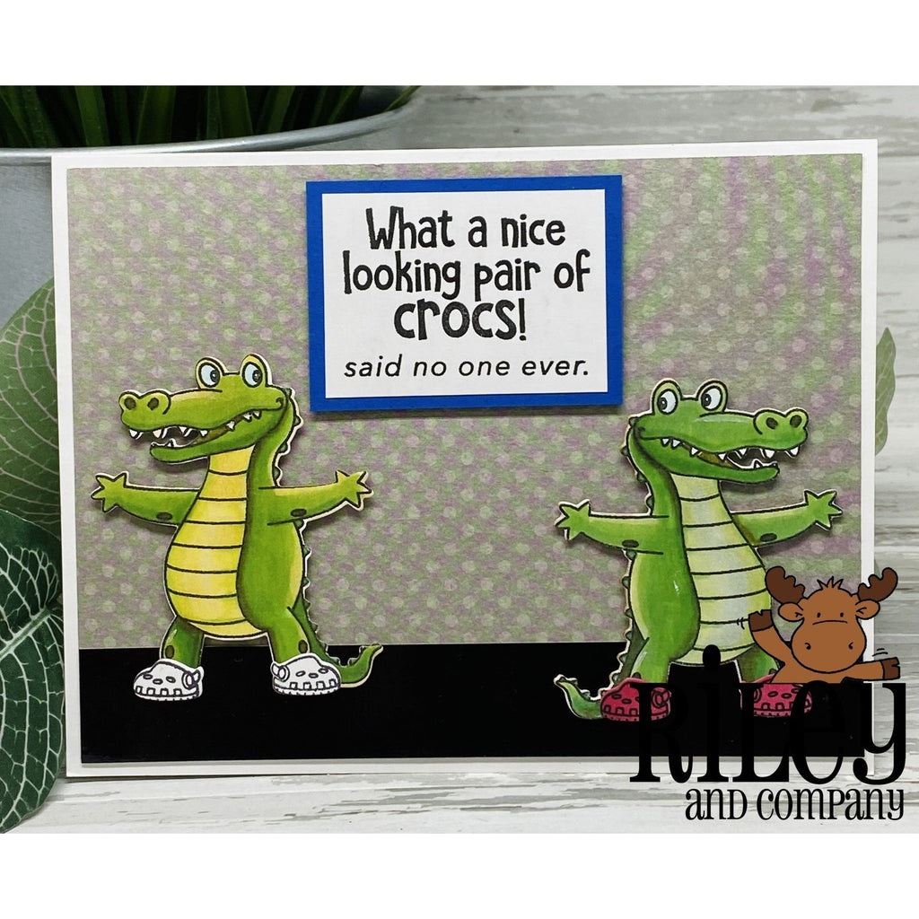 Riley And Company Funny Bones Nice Pair of Crocs Clear Stamp rwd-1334 shoes