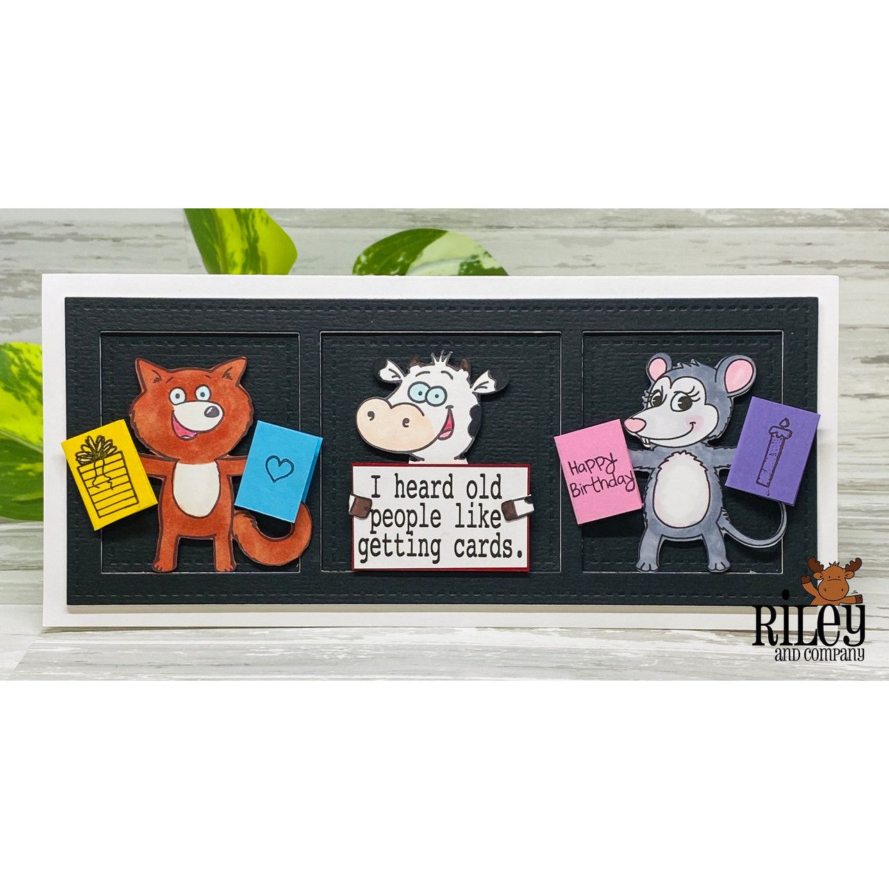 Riley And Company Funny Bones Old People like Getting Cards Clear Stamp rwd-1382 critters