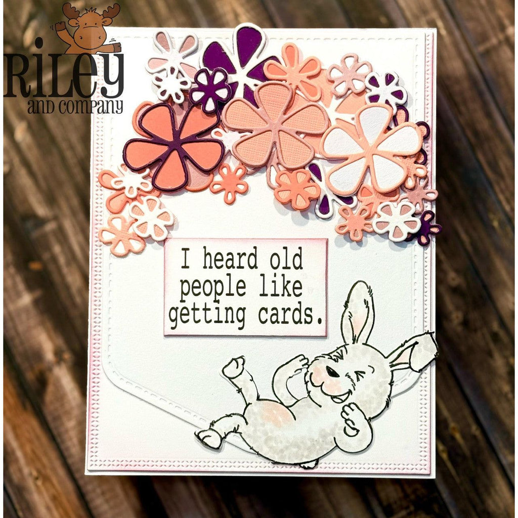 Riley And Company Funny Bones Old People like Getting Cards Clear Stamp rwd-1382 flowers