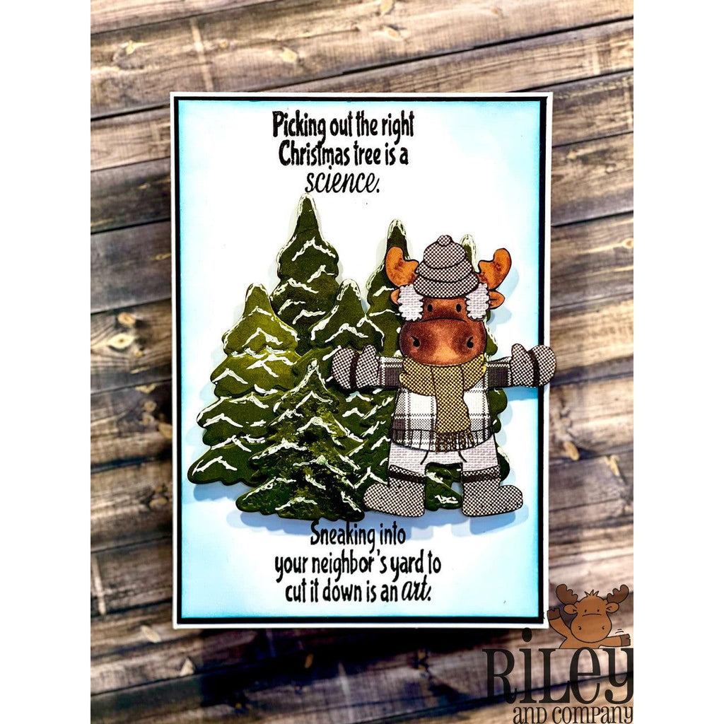 Riley And Company Funny Bones Picking Out The Right Tree Clear Stamp rwd-1311 plaid