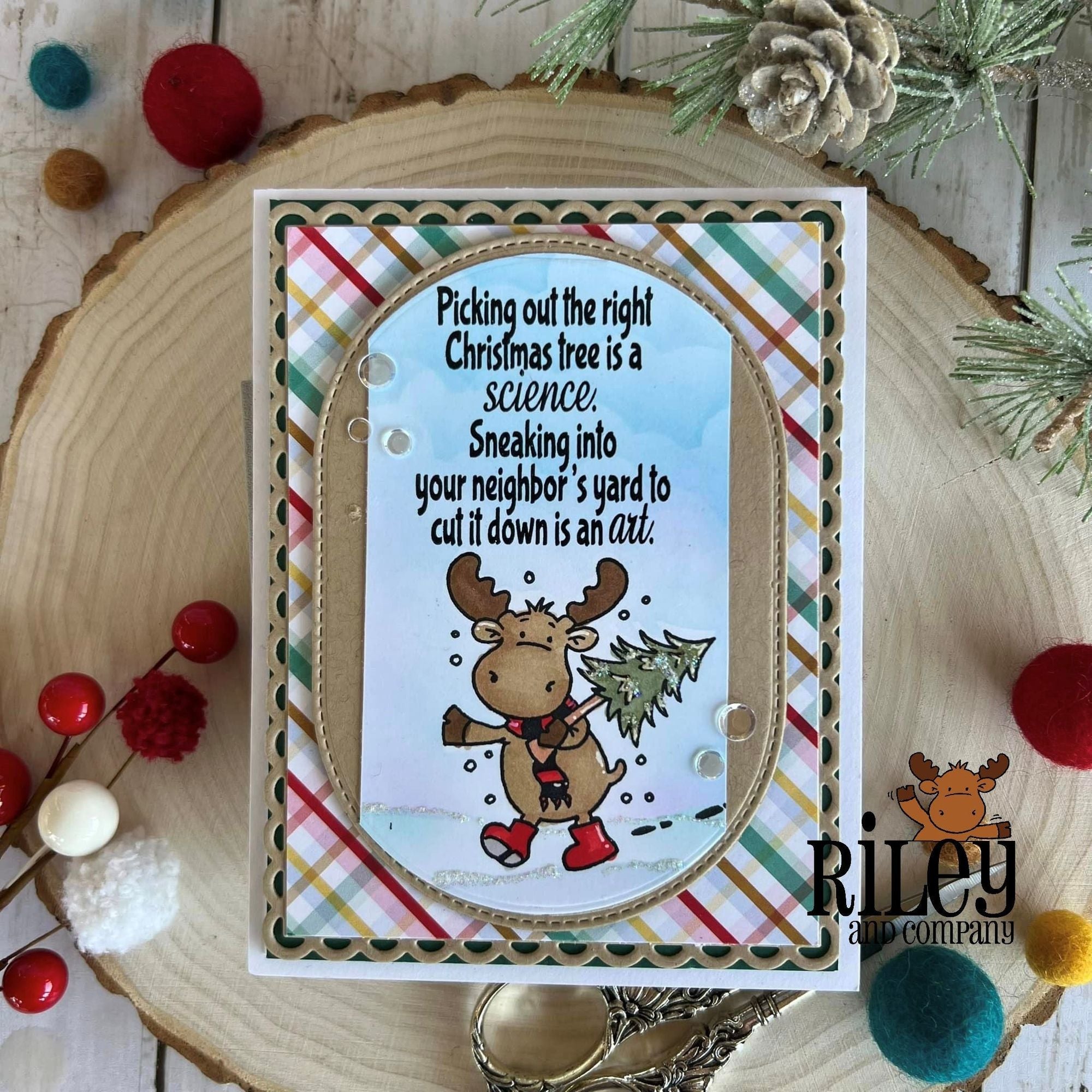 Riley And Company Funny Bones Picking Out The Right Tree Clear Stamp rwd-1311 stripes